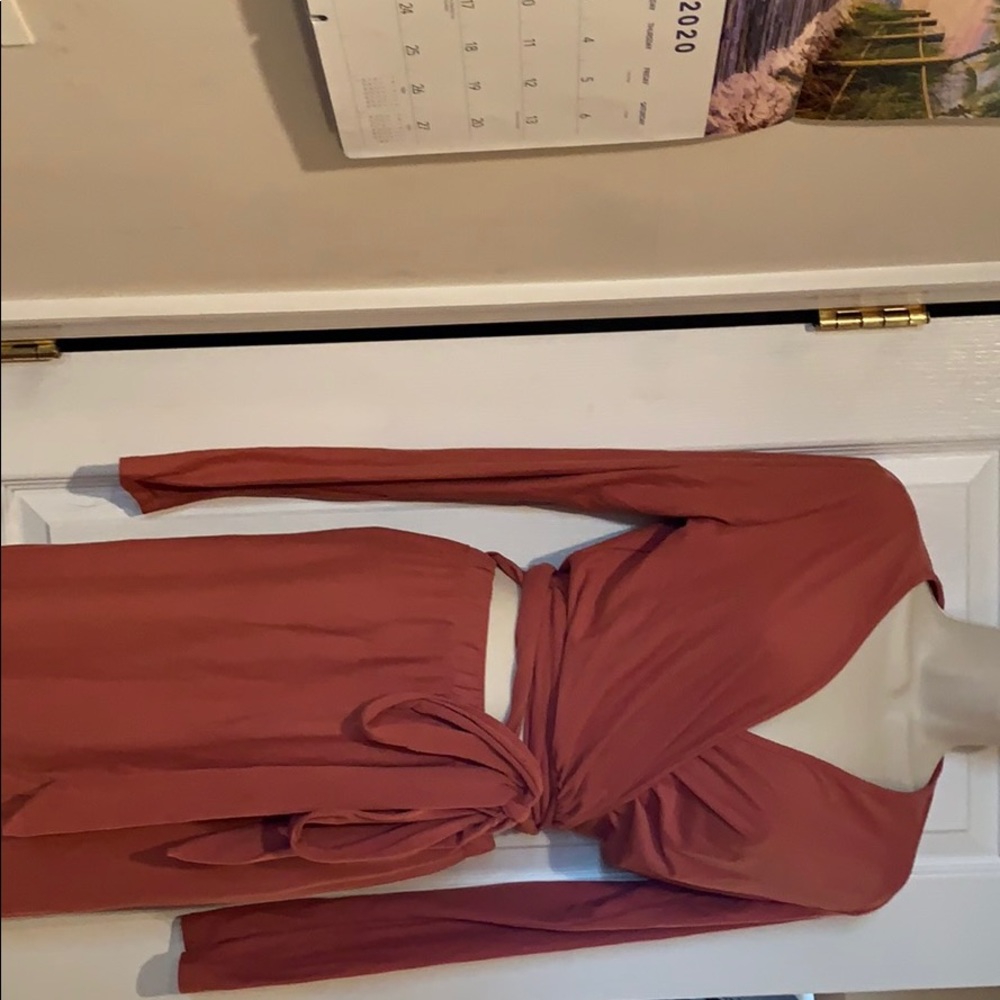Beautiful Mauve Co-ord Wrap top with skirt